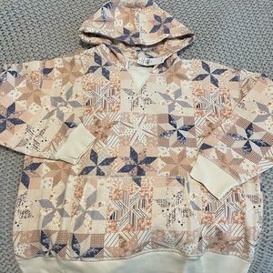 NWT American eagle quilt patchwork womens hoodie pink & blue sz. US Small